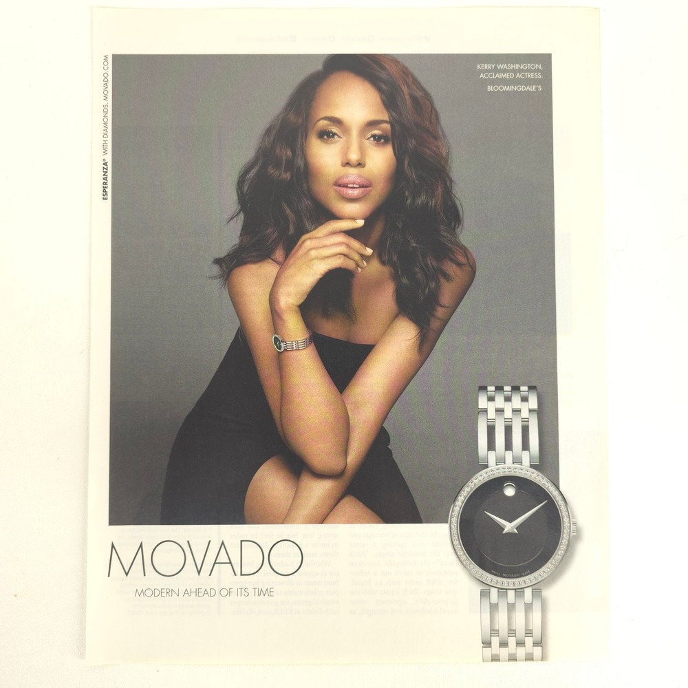Movado Esperanza Watch Print Ad Kerry Washington Diamond Fashion Collector Decor